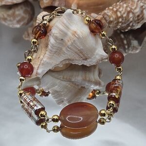 Elegant Gold and Amber Beaded Bracelet